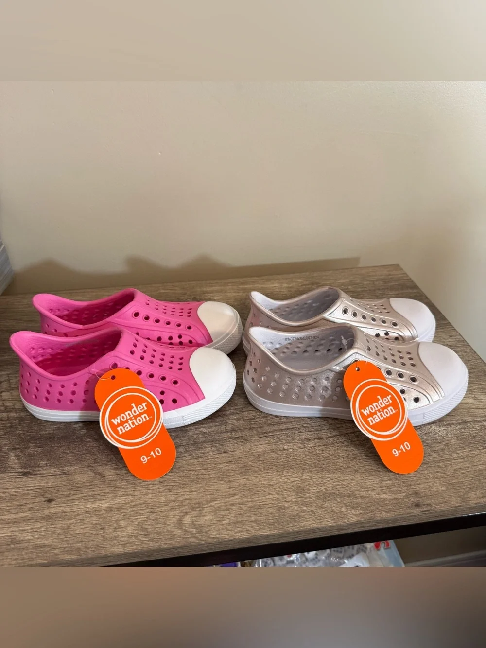 NEW Wonder Nation Water Shoes Sneakers Pink Gold Little kid Size 9/10 Summer